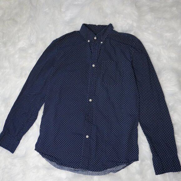 Dark Blue Polka Dot Joe Fresh Dress Shirt - Picture 1 of 1